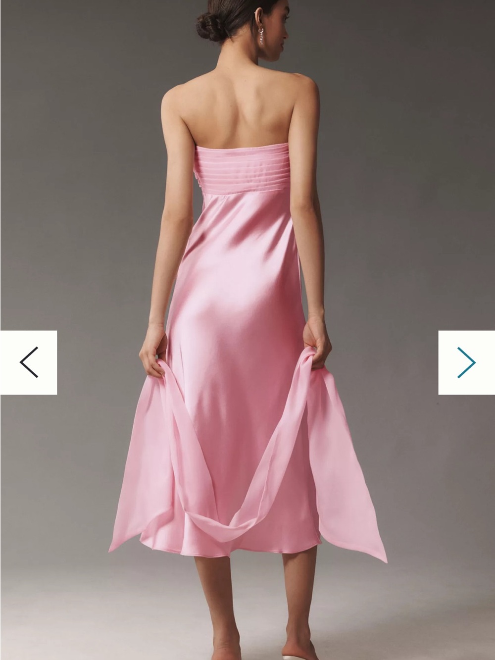BHLDN Strapless Blush Satin Midi Dress